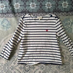 Sezane Striped Mariniere with Embroidered Heart